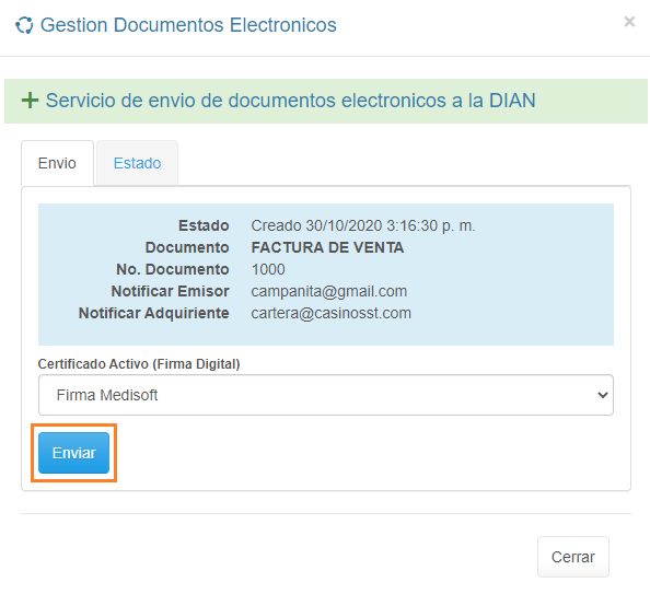 Env o factura dian